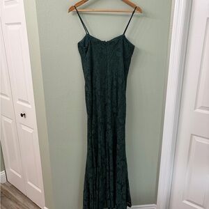 Lulu's Dark Green Lace Maxi Dress
